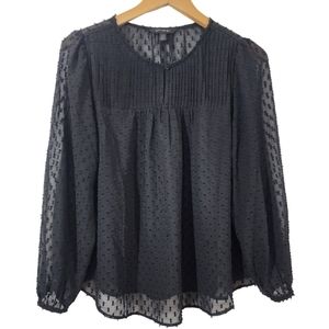 Banana Republic Black Sheer Textured Tunic Blouse MP
